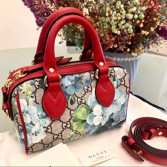 ❌SOLD❌ Gucci Blue Blooms Mini Boston Bag - Picture 2 of 10